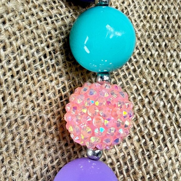 Trolls Pendant Chunky Beaded Necklace Multicolor Pastels Adjustable Women Girls - Picture 14 of 16